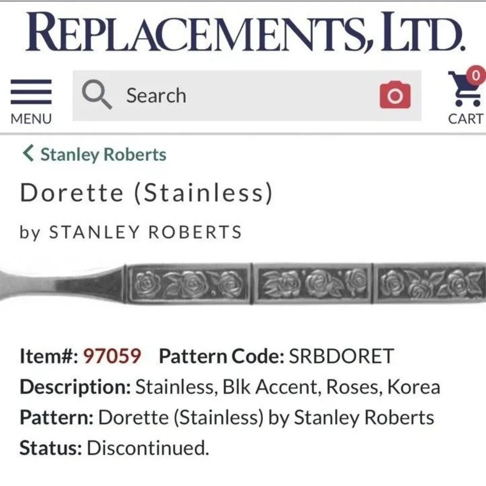 Stanley Roberts Stainless DORETTE Roses Floral Pattern 4 Table / Soup Spoons 7''